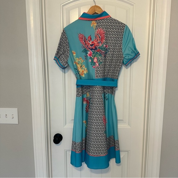 Dalia Macphee Knee Length Dress Floral Colorful Feminine Blue Boho Size Large - Picture 4 of 7